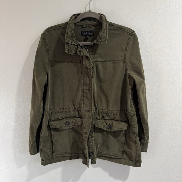 Vintage Y2K Lucky Brand Jacket Coat Womens L Military Army Green Utility Lyocell - Picture 1 of 10